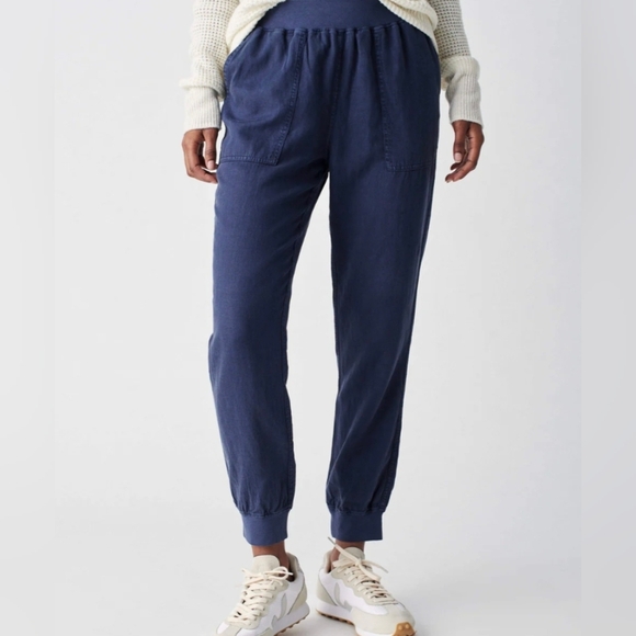 Faherty Womens Navy Linen Blend Arlie Day Jogger Size Small NWT - Picture 1 of 12